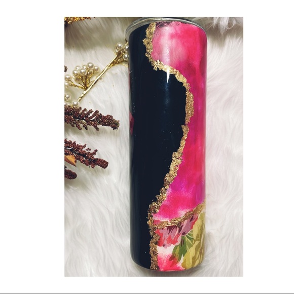 Other - Breast Cancer Awareness Pink and Black  Custom Glitter Tumbler 20oz